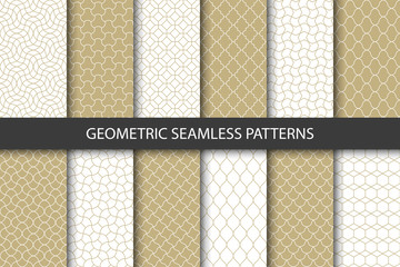 Aufkleber - Vector set of golden ornamental seamless patterns. Collection of geometric luxury modern patterns. Patterns added to the swatch panel.