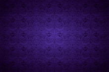 Ultra Violet, Amethystine Vintage Background, Royal With Classic Baroque Pattern, Rococo With Darkened Edges Background, Card, Invitation, Banner. Vector Illustration EPS 10
