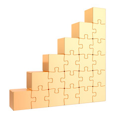 Poster - stairs from golden puzzle. business success concept, 3d rendering