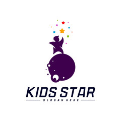 Reaching Stars Logo Design Template. Dream star logo. Kids Star Concept, Colorful, Creative Symbol