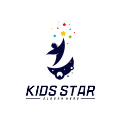 Reaching Stars Logo Design Template. Dream star logo. Kids Star Concept, Colorful, Creative Symbol