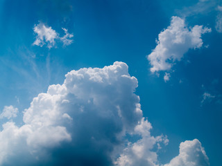 beautiful blue clear sky with white clouds background in sunny day and copy space. nature bright sky