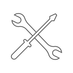 Poster - screwdriver and wrench icon. Element of Car repear for mobile concept and web apps icon. Outline, thin line icon for website design and development, app development