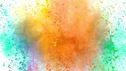 Colorful powder exploding on white background in super slow motion, shot with Phantom Flex 4K