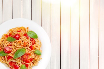 Delicious italian pasta with cherry tomatoes