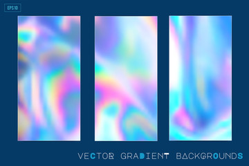 Poster - Abstract Modern pastel colored holographic vector gradient backgrounds in 80s style. Synthwave. Vaporwave style. Retrowave, retro futurism, webpunk. Modern screen design for mobile app