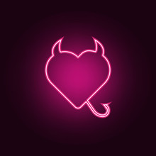 Devil Heart With Horns And Tailicon. Elements Of Web In Neon Style Icons. Simple Icon For Websites, Web Design, Mobile App, Info Graphics