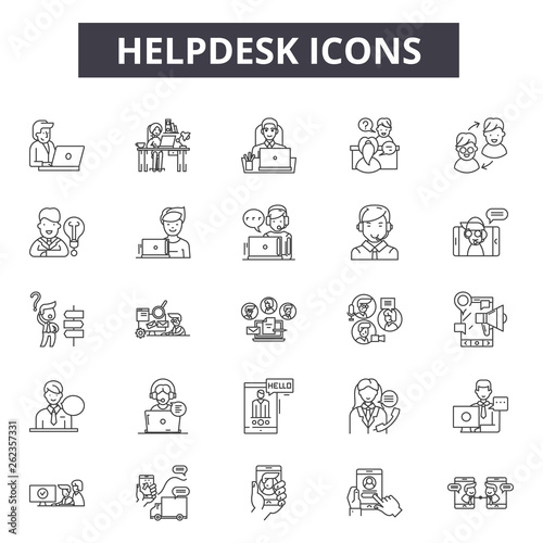 Helpdesk Line Icons Signs Set Vector Helpdesk Outline Concept
