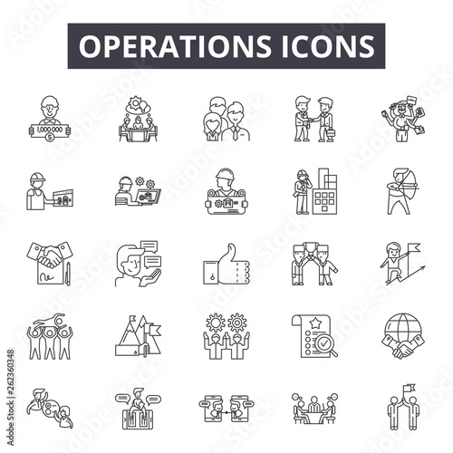 Fotomural Operations line icons, signs set, vector