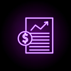Poster - growth of shares paper neon icon. Elements of finance and chart set. Simple icon for websites, web design, mobile app, info graphics