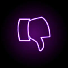 Poster - dislike sign hand neon icon. Elements of finance and chart set. Simple icon for websites, web design, mobile app, info graphics