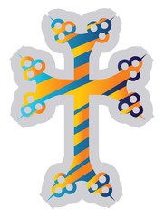 Poster - Colorful Armenian Cross vector illustration on a white background