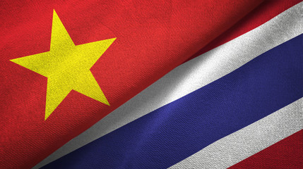 vietnam and thailand two flags textile cloth, fabric texture