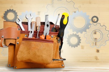 Wall Mural - Tool belt with tools  on  background