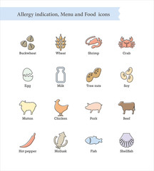 allergens food icons for restaurant menu