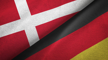 Denmark and Germany two flags textile cloth, fabric texture