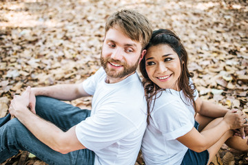 Happy Smiling Couple diversity in love moment together