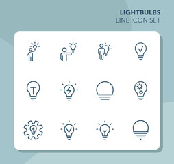 Sticker - Lightbulbs line icon set