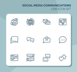 Aufkleber - Social media communications line icon set