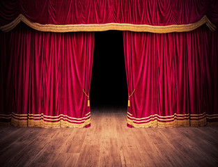 Wall Mural - The red curtains are opening for the theater show