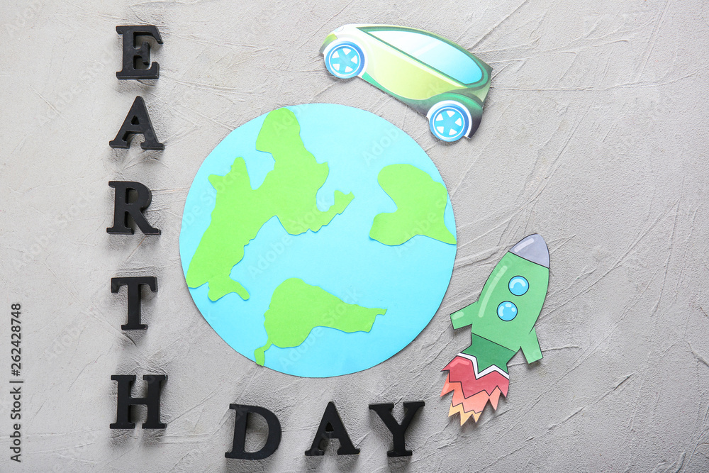 Composition for Earth Day on grey background