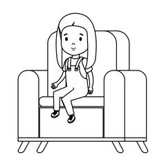 Sticker - little girl sitting in sofa character