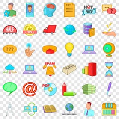 Poster - Digital development icons set. Cartoon style of 36 digital development vector icons for web for any design