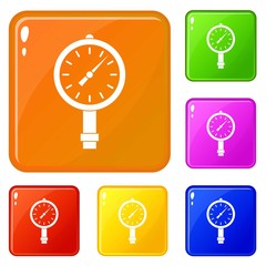 Poster - Manometer or pressure gauge icons set collection vector 6 color isolated on white background