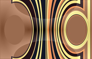 abstract coloured background with two circles on the right and left. in the middle are vertical stripes which are bent to the circles. with light effect.