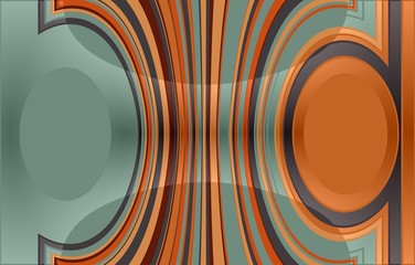 abstract coloured background with two circles on the right and left. in the middle are vertical stripes which are bent to the circles. with light effect.