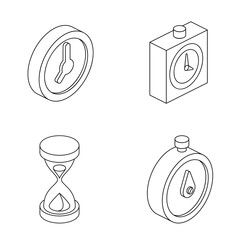 Poster - Timers line icons set 3d vector icon isometric lines color minimalism illustrate