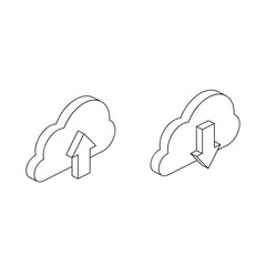 Fototapete - Clouds 3d vector line art icon isometric minimalism illustrate