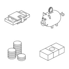 Poster - Money line 3d vector line art icon isometric minimalism illustrate
