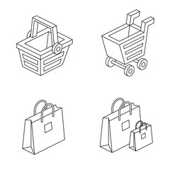 Poster - Purchases 3d vector line art icon isometric minimalism illustrate