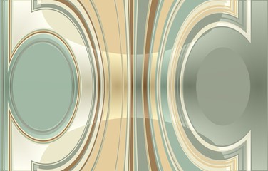 abstract coloured background with two circles on the right and left. in the middle are vertical stripes which are bent to the circles. with light effect.