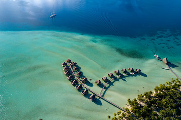 Canvas Print - Taha overwater bungalows aerial landscape french polynesia