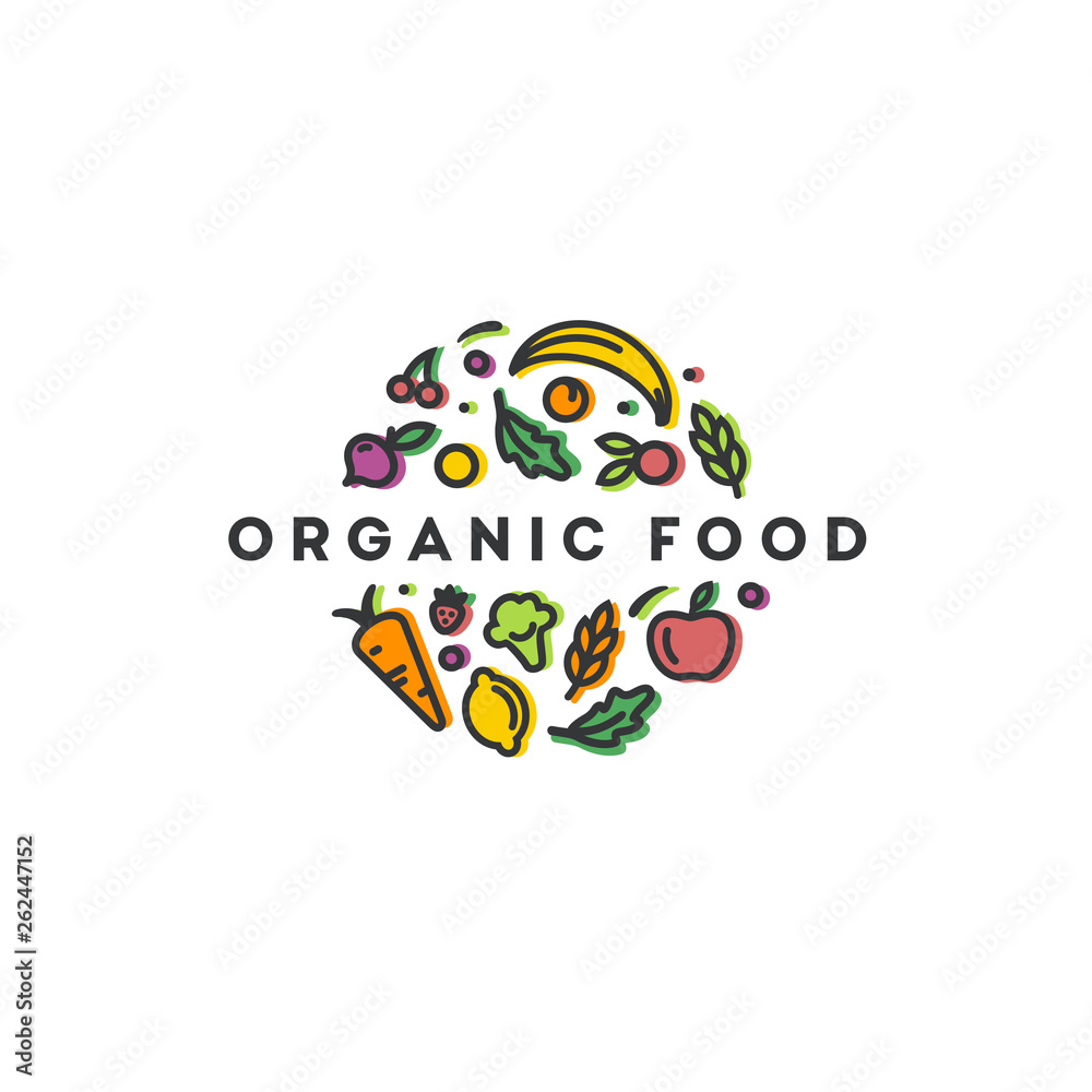 Vector logo design template. Organic food sign. Stock Vector | Adobe Stock