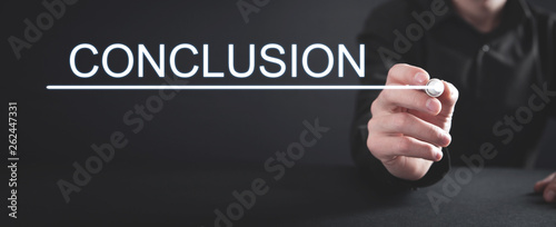 Fotomural Man writing Conclusion text in screen.