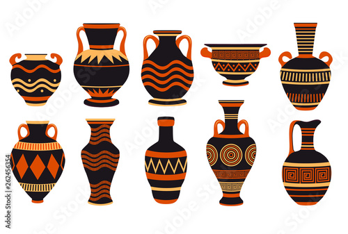 Greek Ancient Bowls And Vases With Patterns Vase Ancient Greek
