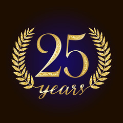 Wall Mural - 25 th years old logotype. Isolated elegant abstract nominee graphic seal of 25%. Congratulating celebrating decorating card design template. Round shape luxurious digits, up to -25 % percent off sign.