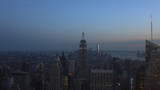 Fototapeta Na sufit - New York, Usa:Aerial view of Manhattan midtown and downtown skyscrapers ar sunset and dusk time