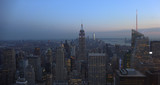 Fototapeta  - New York, Usa:Aerial view of Manhattan midtown and downtown skyscrapers ar sunset and dusk time
