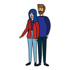 Canvas Print - young couple avatars characters