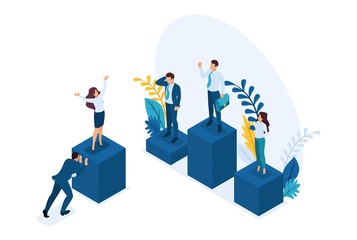 Poster - isometric businessmen successful leader