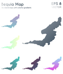 Map of Bequia with beautiful gradients. Amusing set of Bequia maps. Rare vector illustration.