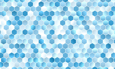 Canvas Print - Light blue white abstract octagon background with blurred gradient and white outlines, vector illustration