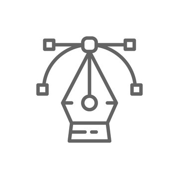 Pen tool, computer graphic, curve control point, drawing, art line icon.