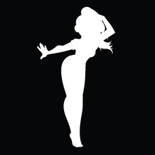 White Silhouette Of A Girl Posing In Pin Up Style