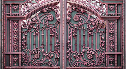 wrought-iron gates, ornamental forging, forged elements close-up