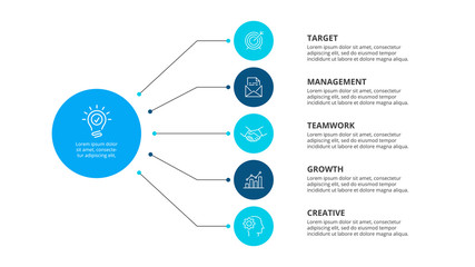 Poster - Flowchart infographic template with steps or options. Vector business template for presentation.